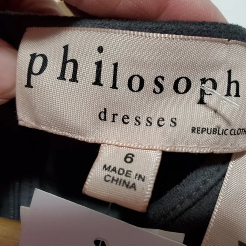 PHILOSOPHY FAUX LEATHER SHEATH DRESS - SIZE 6 - Picture 7 of 13